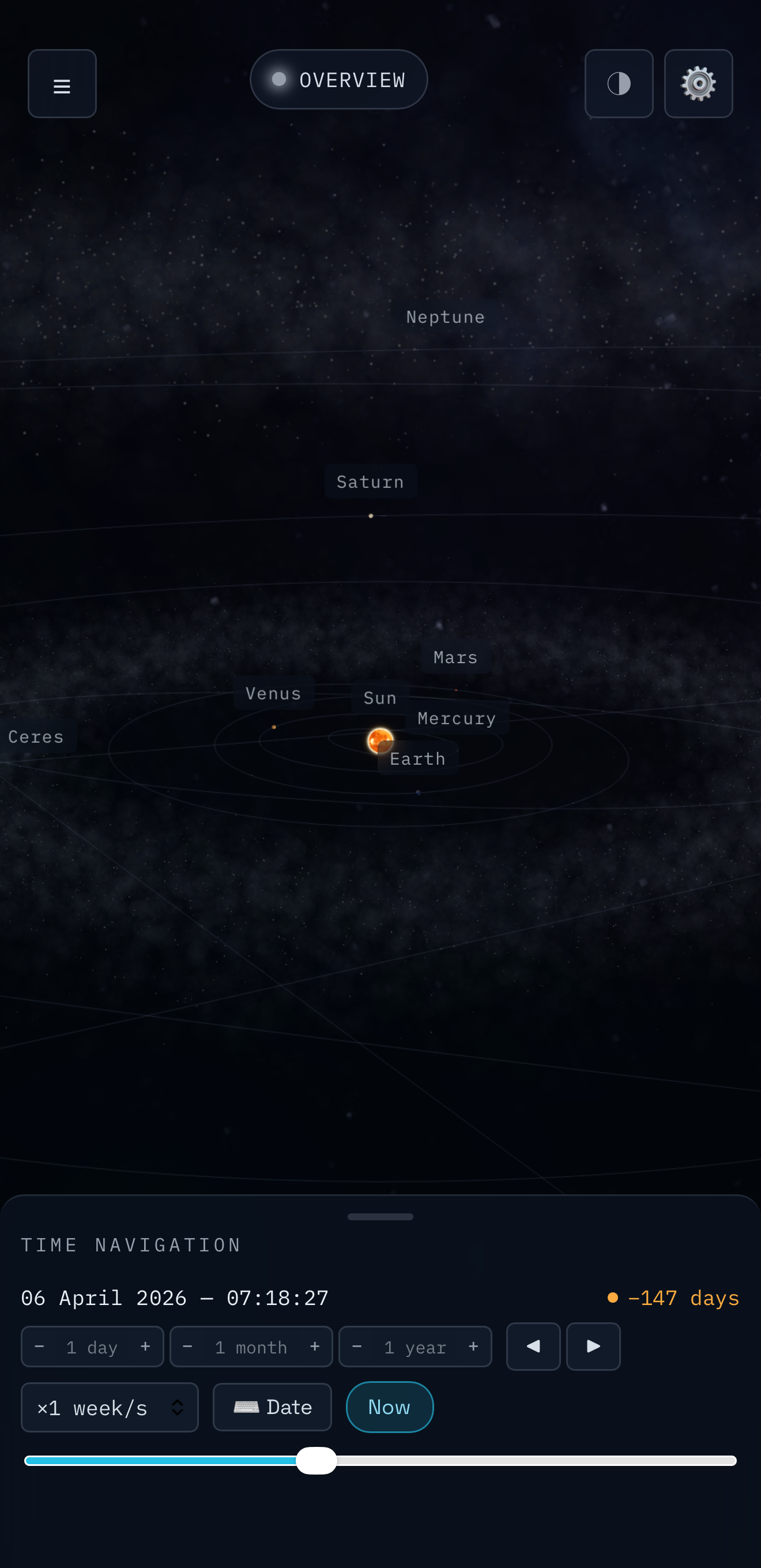 Navigation temporelle ouverte dans SolarNav 3D